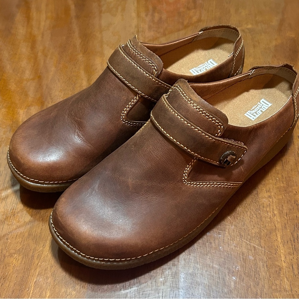 Duluth Trading Co Brown Leather Andina Outdoor Mules Clog Shoes Women's Size 10